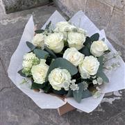 Dozen white roses  