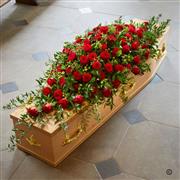 Red rose coffin spray