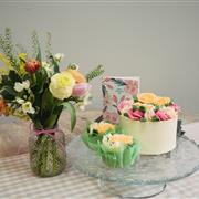 Mothers day vase and cake selection 